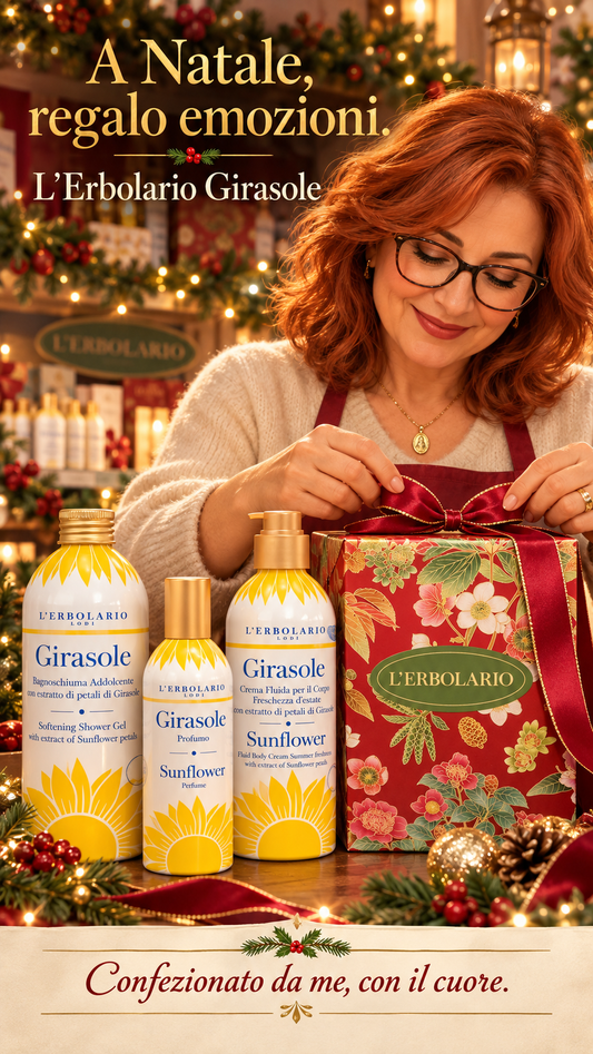 L'Erbolario Girasole - Set regalo di Natale con profumo, bagnoschiuma e crema corpo